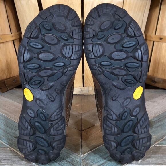 Merrell Opal Bison Brown Leather Vibram Slip-On Hiking Mocs Shoes Womens Size 7 - Picture 9 of 10